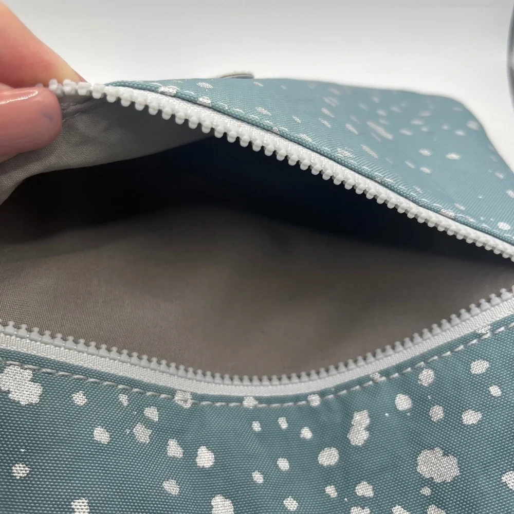 Kipling Teal White Speckled Canvas Crossbody Bag Adjustable Strap Zip Pockets‎
